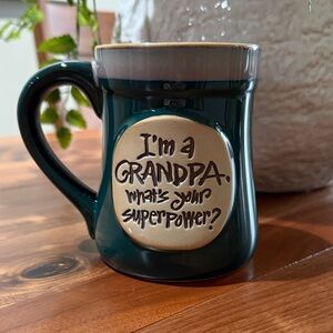 Burton Hunter Green Glazed Pottery Grandpa Coffee Mug